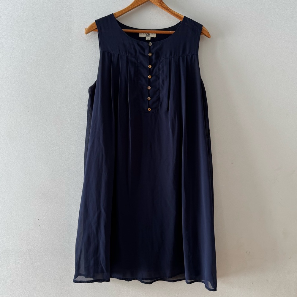 YA Los Angeles Navy Blue sleeveless tunic sz Large, tank dress shirt blouse top